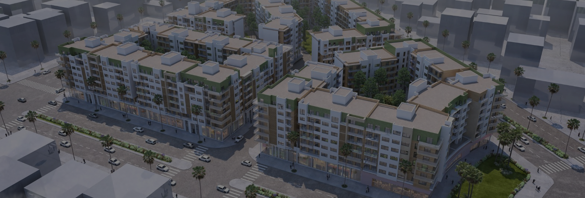 Vue aérienne de résidences modernes